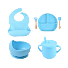 Bestes personalisiertes Entwöhnungs-Saug-Silikon-Lätzchen-Fütterungslöffel-Set Baby-Saugplatten und -schalen